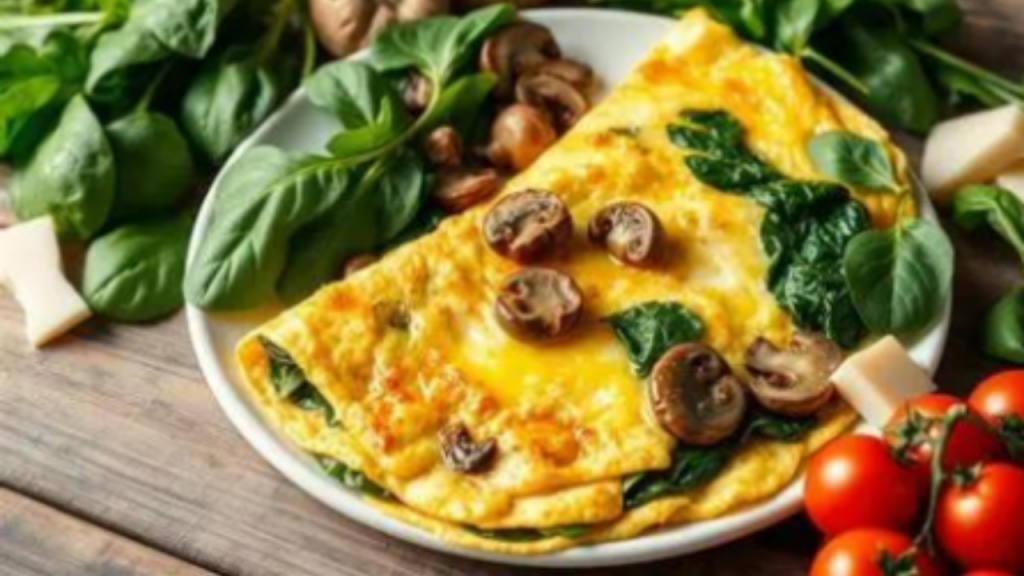 Tortilla Fit de Claras con Espinacas y Champiñones