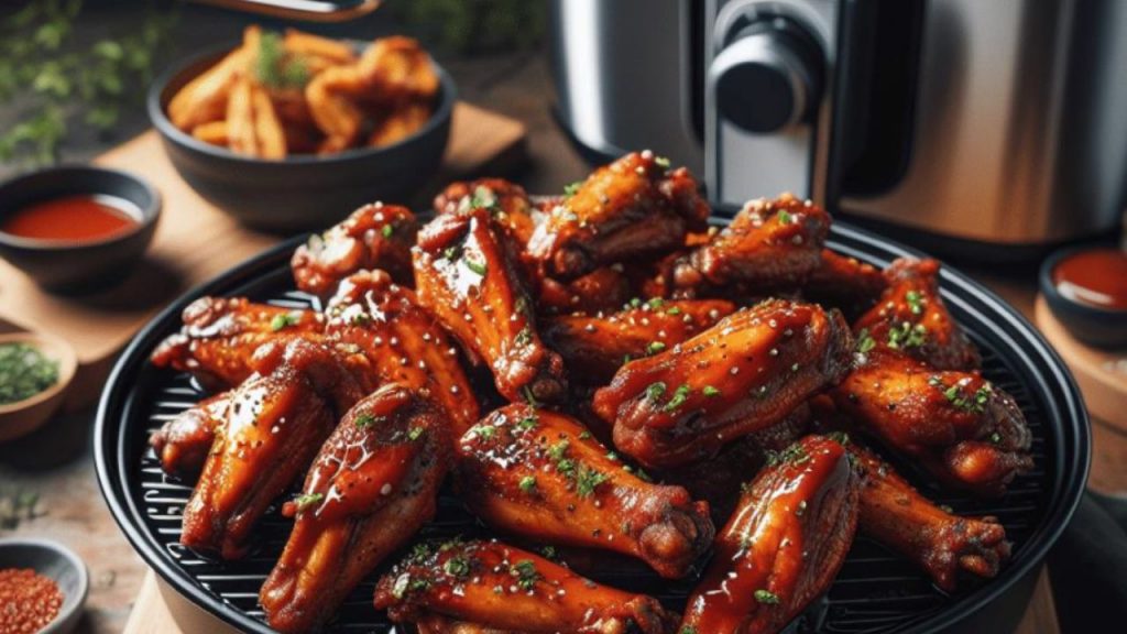 Alitas de pollo estilo BBQ en Airfryer, crujientes y jugosas. Receta rápida y fácil, perfecta para cenas, reuniones o picoteo sin freír en aceite.